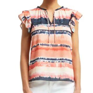 H. Halston Flutter Sleeve Drape Blouse (Color: Lava Blossom)